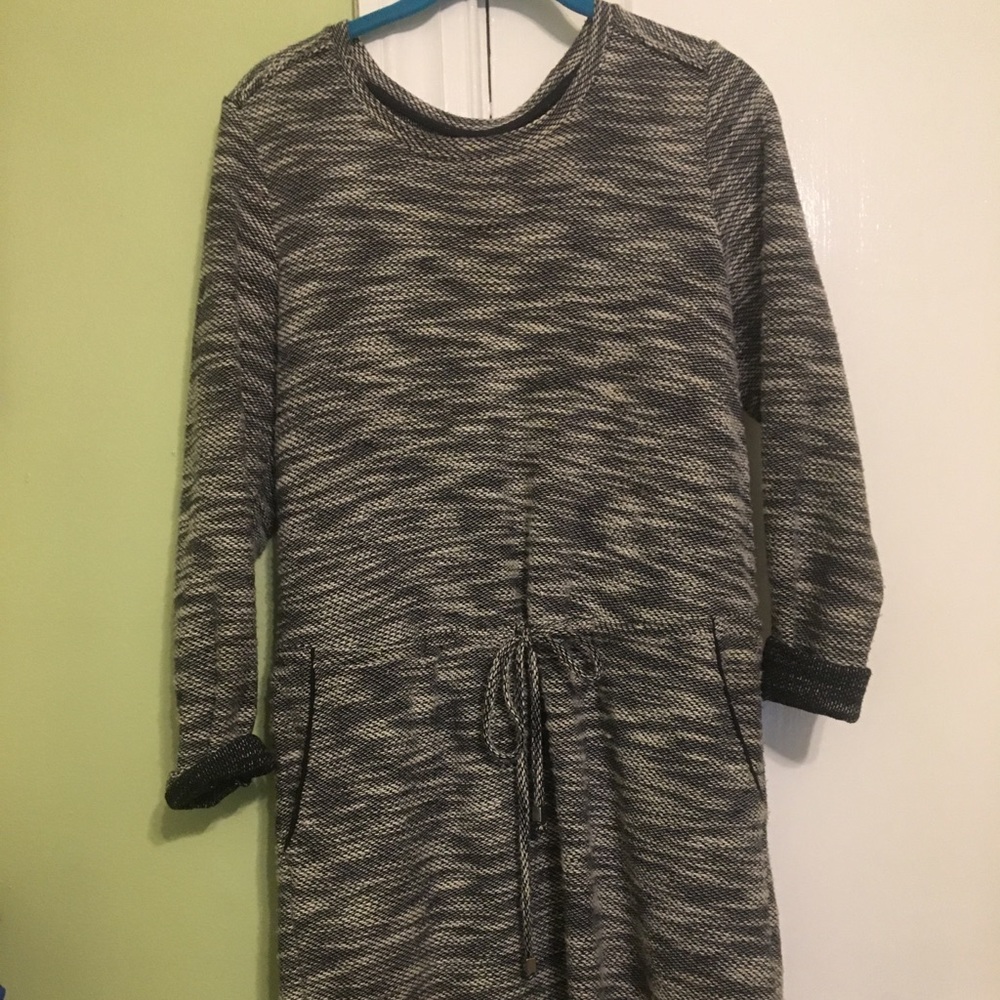 Gray Sweater Dress with Cinched Waist